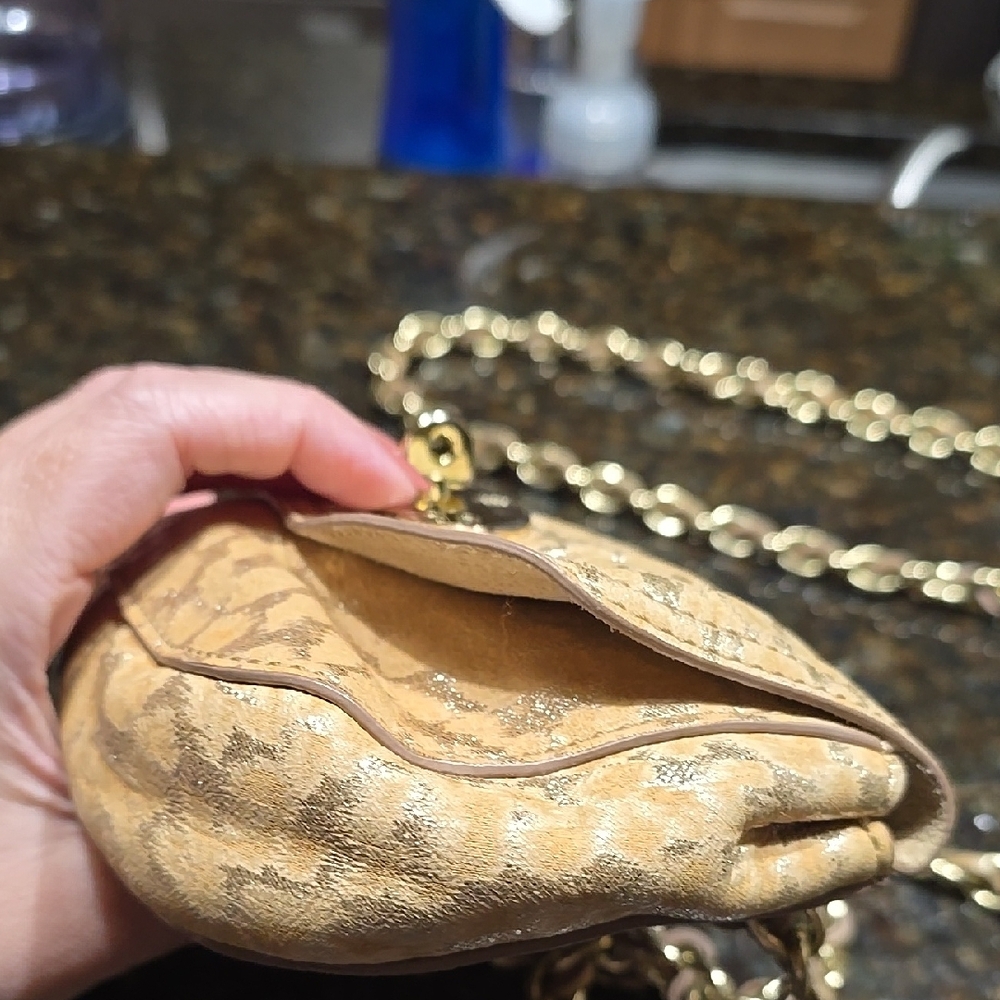 Mulberry Mini Lily Elegant Tan and Gold Crossbody Chain Bag - Picture 10 of 12